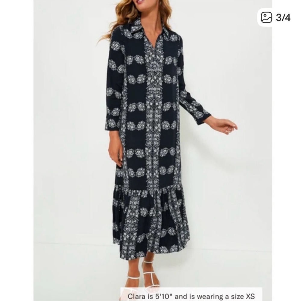 Hyacinth house navy floral miller maxi shirt dress - Picture 4 of 10